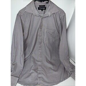 Stacy Adams regular fit dress shirt white And Blue Plaid Pattern L/G